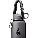 HYDRO CELL Wide Mouth Paracord Handle - Strap Carrier with Safety Ring and Carabiner. Compatible with 18, 24, 32, 40, and 64 