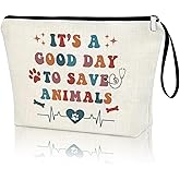 Virfuntaki Veterinary Gifts It’s A Good Day To Save Animals Zipper Bag, Vet Tech Gift For Vet Tech, Dog Cat Lovers Makeup Bag, Personalised Vet Travel Gift For Her
