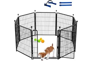 Okaygardn Garden Fence 40 inch High, Dog Fence Outdoor for Yard, 21" Wide Low Threshold Gate, Fencing for Garden Beds, Garden Fence Border,Animal Barrier Fence, Rabbit Fence, 8 Panels Total 17.7 Ft(L)
