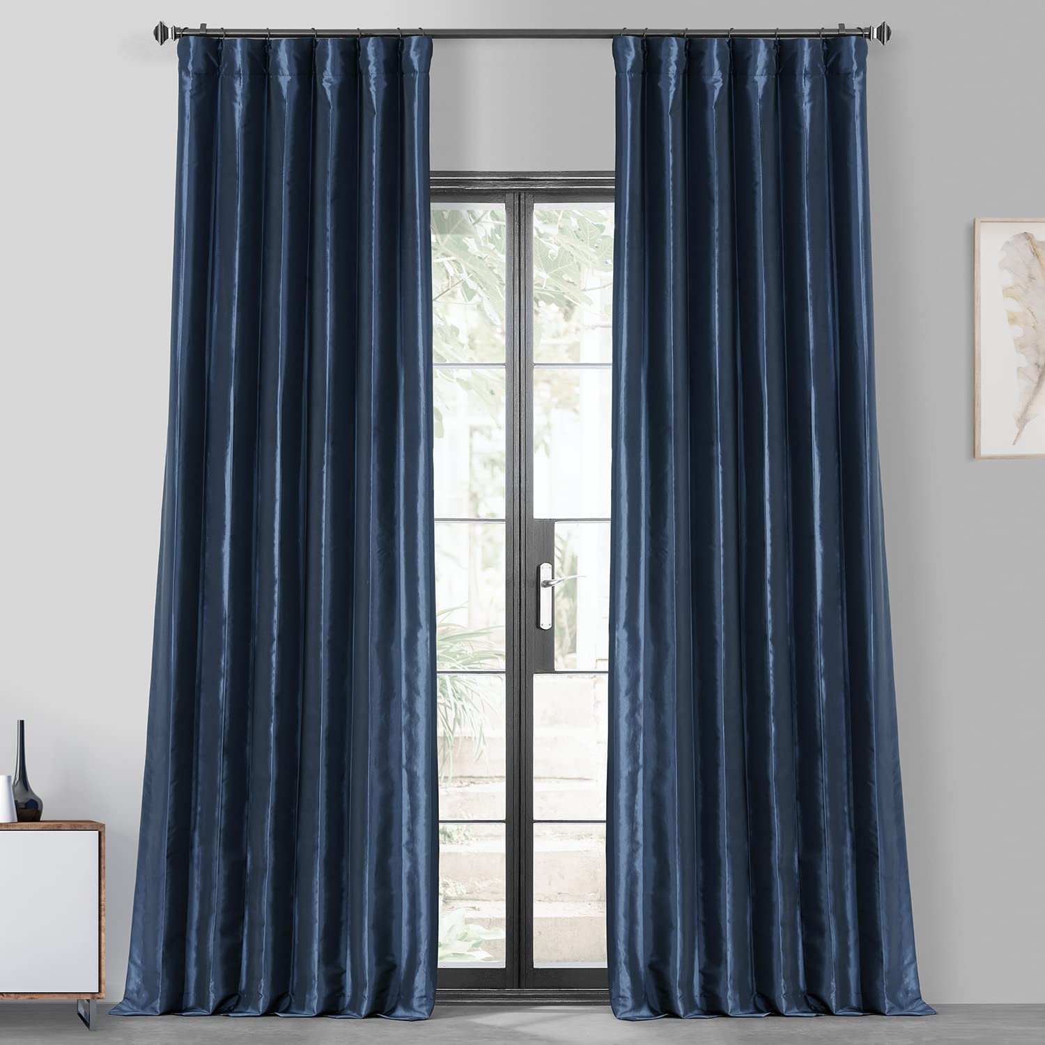 HPD Half Price Drapes Blackout Curtains for Bedroom & Living Room - Faux Silk Taffeta Blackout Curtain 50 X 84 (1 Panel), PTCH-BO194010-84, Navy Blue Image