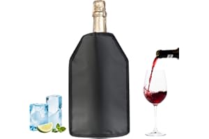 ICEPAC Wine Cooler Sleeve, Wine Bottle Gel Cooler Sleeve Freezer Chiller, Long Lasting Keep Wine Cool and Chill Sleeve for Prosecco Champagne Beer Wine Bottles(1PCS black)
