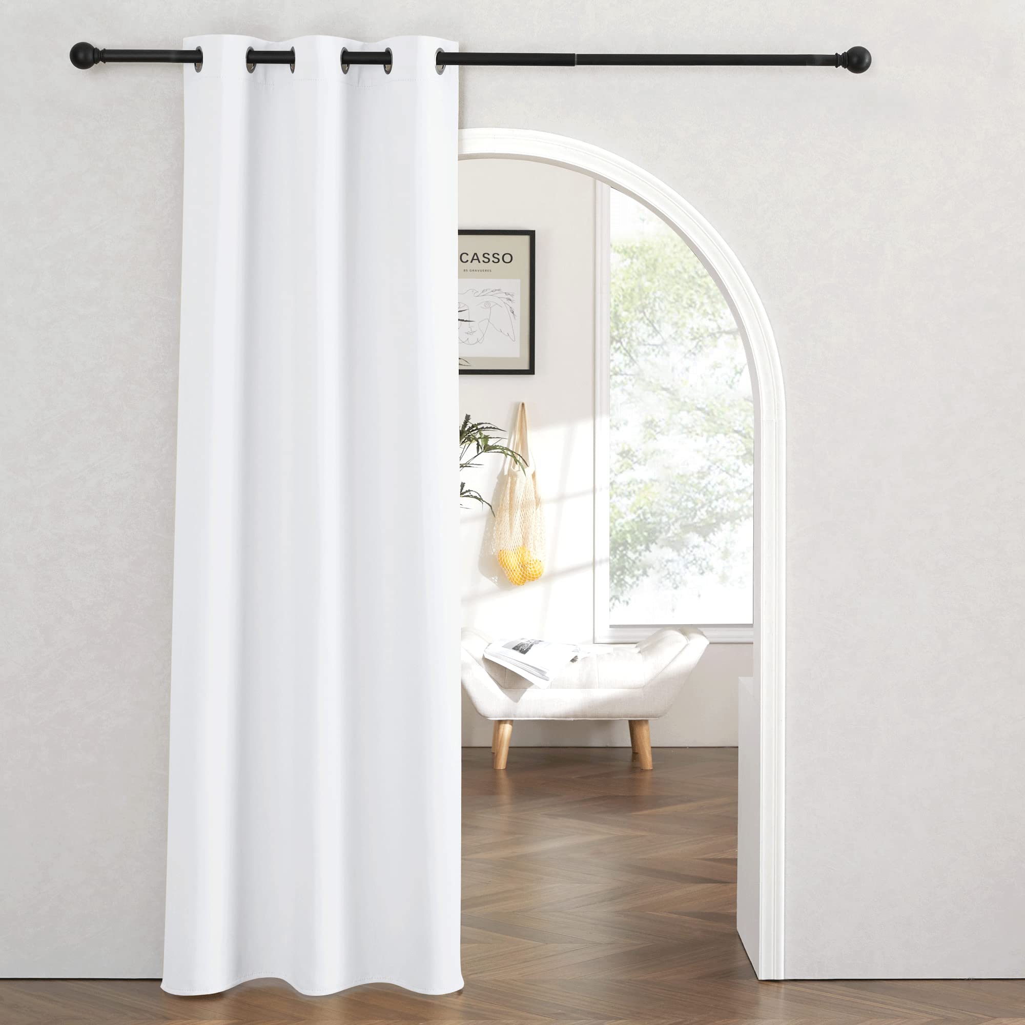 Photo 1 of RYB HOME Blackout Curtains Thermal Insulating Privacy Temporary Door Curtains for Bedroom Closet Doorway Accordion Door Interior Living Room Kids Nursery Dining, Wide 60 x Long 90 inch, Pure White