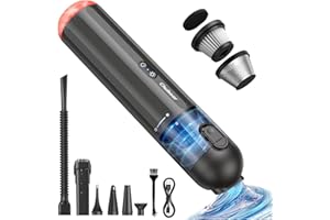 Chuboor Handheld Vacuum Cleaner, Car Vacuum Cordless Rechargeable, 14,000Pa Powerful Mini Hand Vacuum Dust Buster with Air Blower, Inflator, Pump, LED&SOS Light 6-in-1 for Home Car Outdoor(P13 Brown)