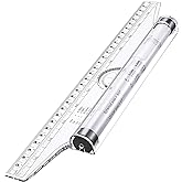 Frienda 12 Inch Plastic Rolling Ruler Parallel Drafting Ruler | Transparent Measuring Tool for Drawing Parallel Lines, Architect Office Math Design, Engineer Drafting Supplies