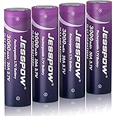 Rechargeable Battery Lithium 3.7V 3000mAh 30A Flat Top, Batteries for Flashlight, Camera, Small Fan, Outdoor Garden Lights 4 