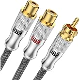 EMK Gold-Plated RCA Y-Splitter 1 Male to 2 Female Extension Cable RCA Splitter - Shielded Design for Subwoofers, TVs, &amp; Home Theaters (1Ft/30CM)