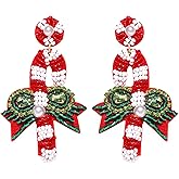 Christmas Earrings for Women Beaded Holiday Reindeer Bulb Boot Earrings Handmade Christmas Tree Drop Dangle Earrings Festive Jewelry Gifts