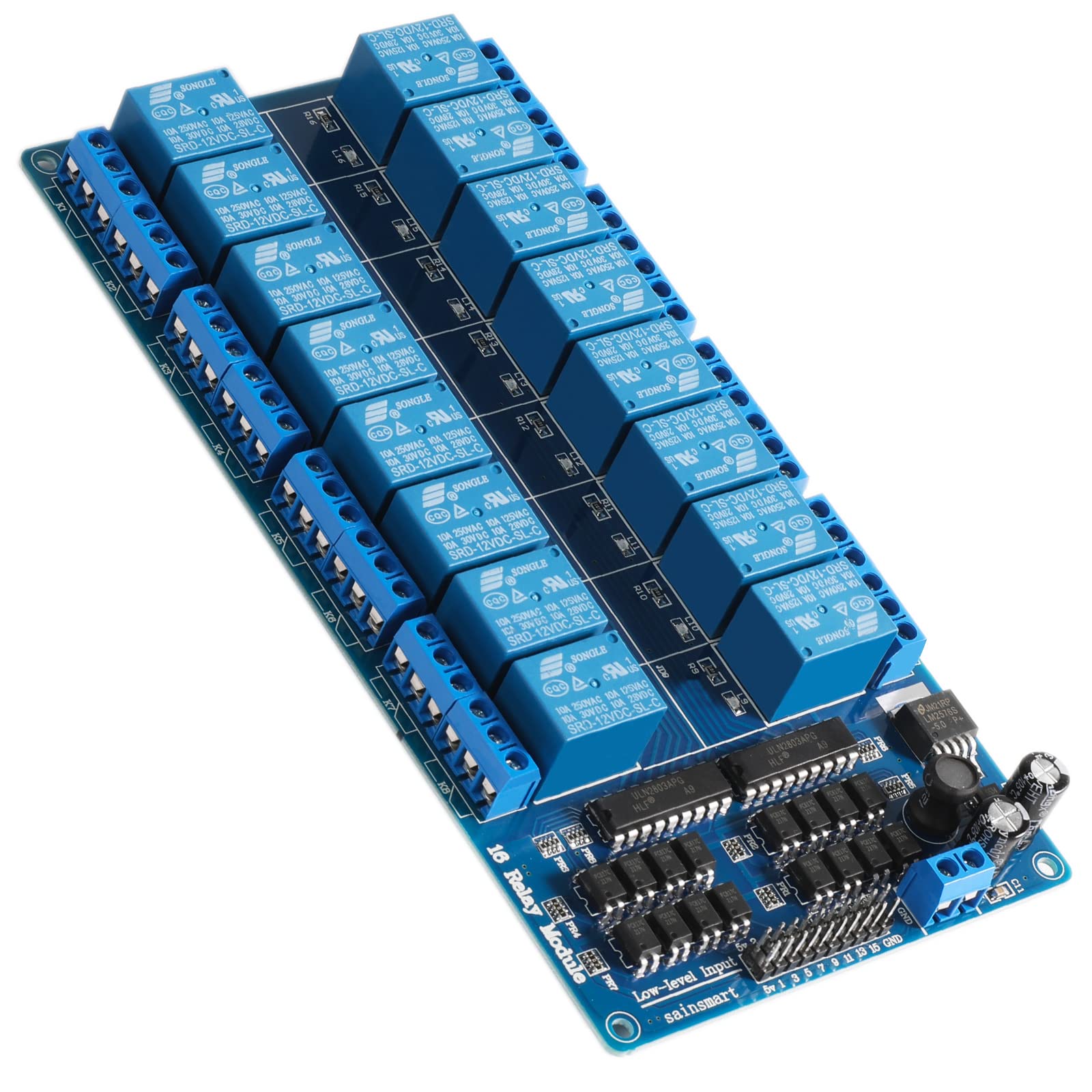 SainSmart 16-Channel 12V Relay Module Board for Arduino DSP AVR PIC ARM ...