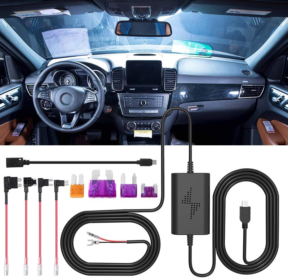 Dash Cam Hardwire Kit Universal Mini USB Adapter Cable,12V 24V to 5V Vehicle Power Adapter with Mini/Micro Port for Dash Camera Power Supply Car Charger GPS Car DVR Power Box