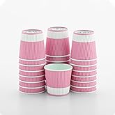 Restaurantware Ripple Wall Coffee Cups 25 Count 4 Ounce Insulated Light Pink Paper Cups, Rolled Rim Spill-Resistant Disposable Paper Non-Slip for Coffee, Beverages
