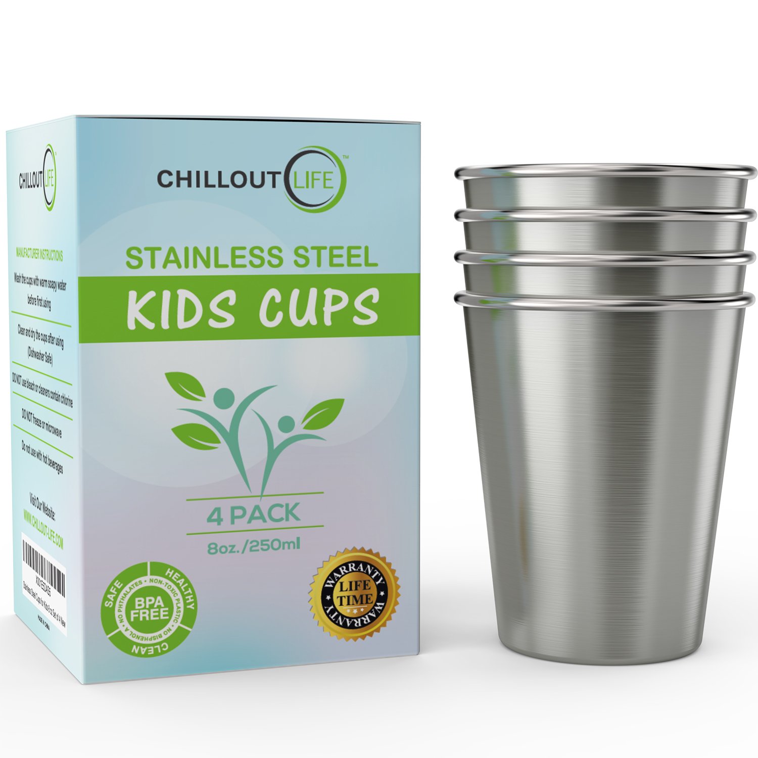 Stainless Steel Cups for Kids and Toddlers 8 oz Stainless Steel Sippy Cups for Home & Outdoor