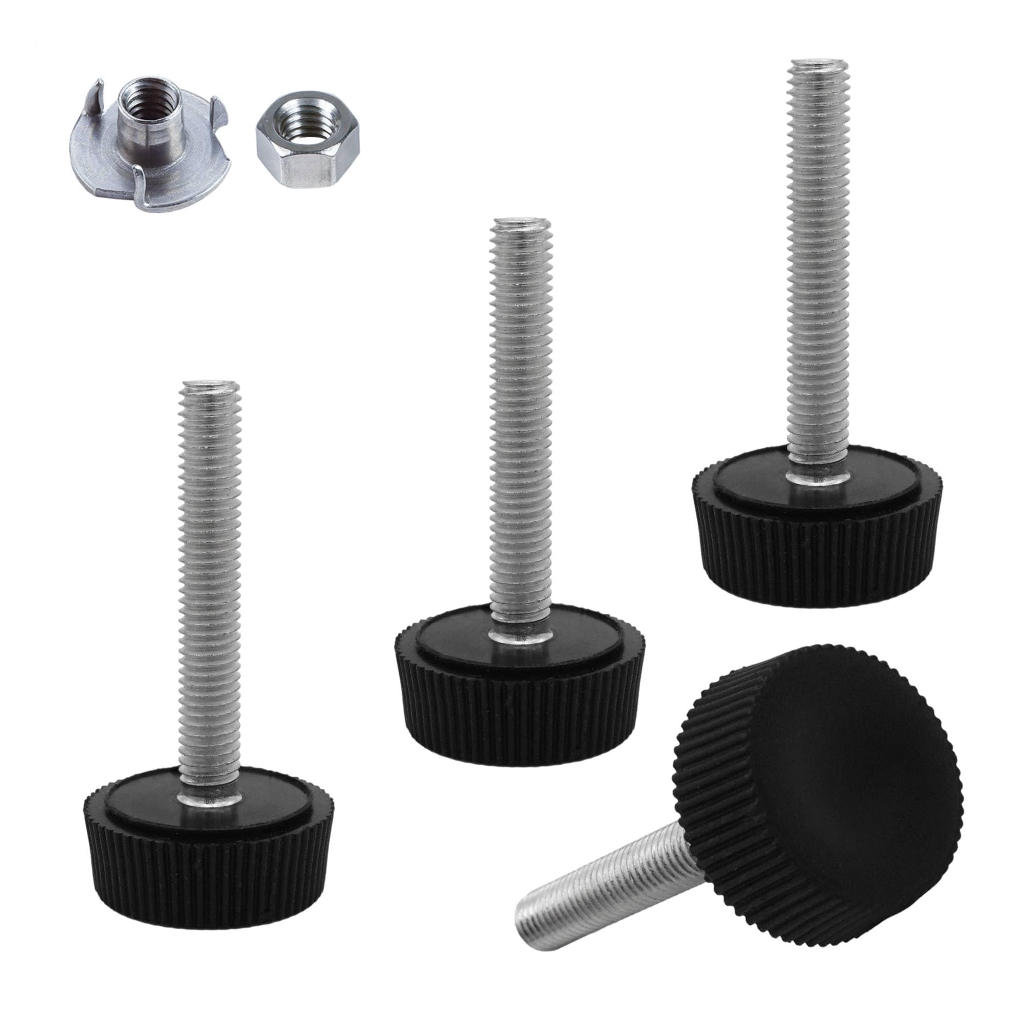 SKIR'CO 4 pcs, Furniture Leveling Feet M5 x 30 mm, Adjustable Metal Round Legs, Threaded M5 Stem, Leveler Foot (Nuts Included)