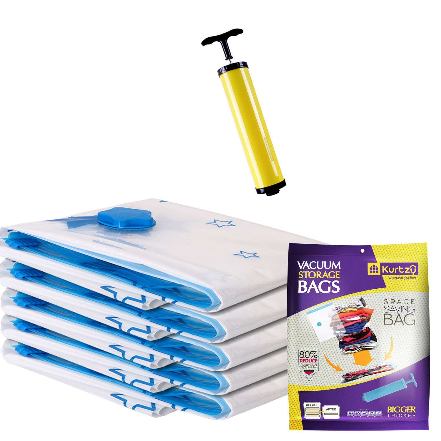 Kurtzy Vacuum Storage Reusable Ziplock Space Saver Bags (Pack of 5) 2