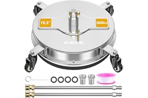 EVEAGE 16.5” Pressure Washer Surface Cleaner 4000PSI, Stainless Steel Power Washer Attachment for Driveways Sidewalks Patios Cleaning, 1/4" Quick-Connect, 2 Extension Wan