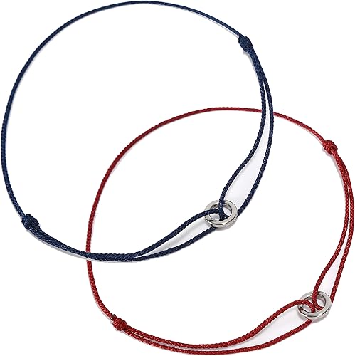 Amazon Hyun カラーコードアンクレット ペア2点セット つけっぱなし 肌アレルギー対応 調節可能 5 インディゴ ワインレッド アンクレット 通販