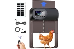 BONN 1949 Automatic Chicken Coop Door Solar Powered, LCD Screen Electric Auto Chicken Coop Door with Timer & Light Sensor, Aluminum 4000mAh Rechargeable Chicken Door Opener with Remote Control & 4 Modes