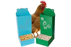 RUGAIJEFFPOODA ㅤ Chicken Oyster Shell Feeder and Automatic Gravity Chicken Feeder Combo (Sky Blue + Green)