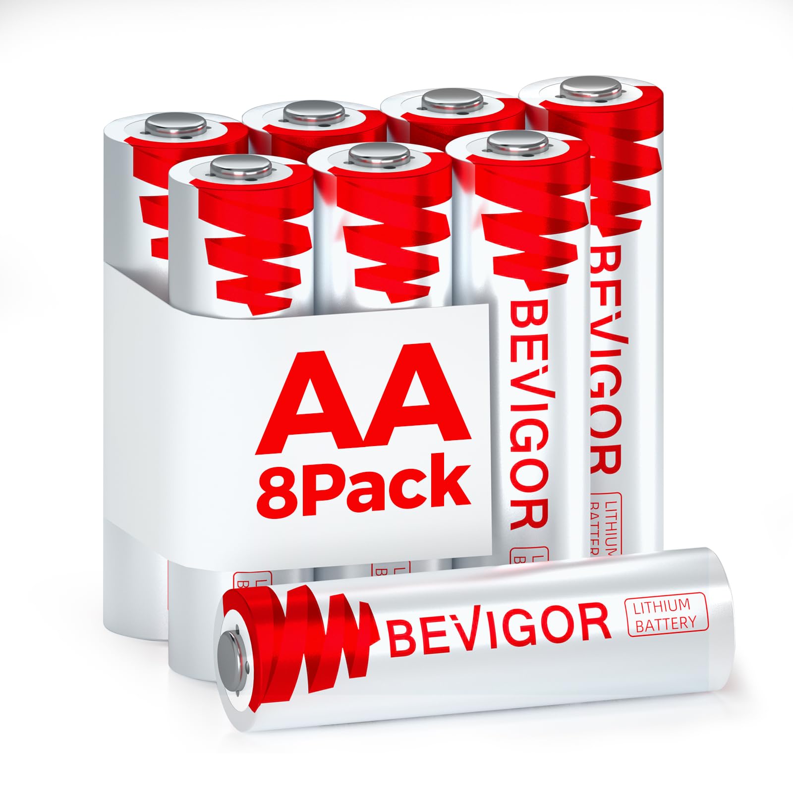 BEVIGOR AA-Lithium-Batterien 8 Stück, 3000mAh 1.5V High Capacity Dual A Lithium-Batterien, Nicht wiederaufladbare AA-Batterien, geeignet für eine Vielzahl von Haushaltsgeräten, Sicherheitsausrüstung