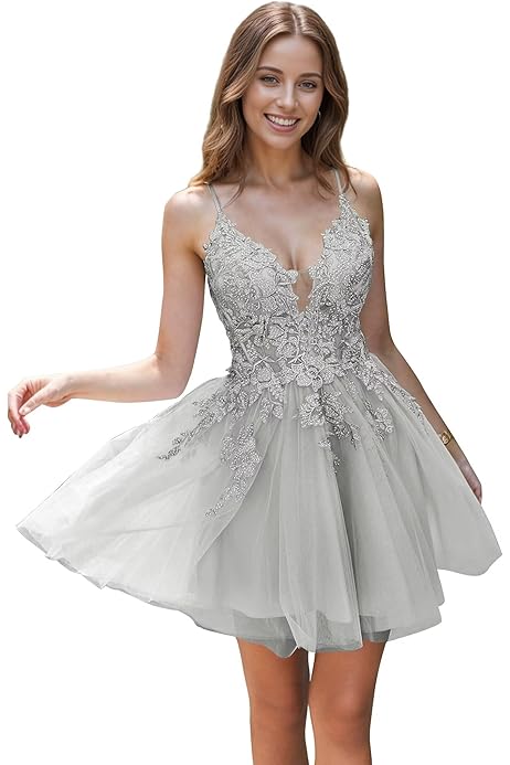 Vestido De Graduación Vestido Corto De Satén Con Encaje Halter