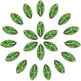 MECCANIXITY 180 Pcs Horse Eye Shape Rhinestones, 9 x 18 mm Point Back Rhinestone Beads for Jewelry Making Crafts Costume Crystal Embellishments, Grass Green