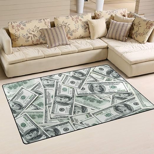 Linomo Area Rug USA Dollar Money Print Floor Rugs Doormat Living Room