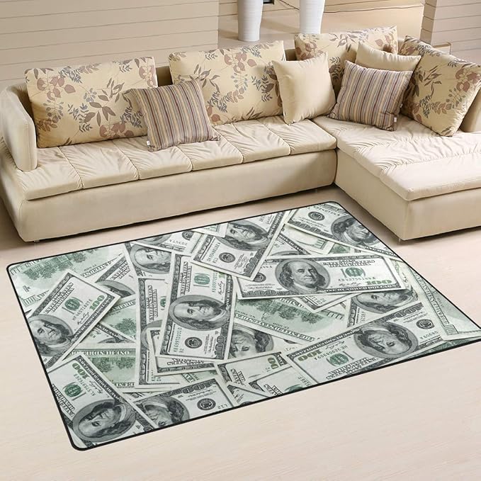 Linomo Area Rug USA Dollar Money Print Floor Rugs Doormat Living Room