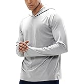 MIER Men's UPF 50+ Sun Protection Hoodie Long Sleeve SPF Fishing Hiking Running Thumbhole Shirts Hooded Quick Dry Lightweight