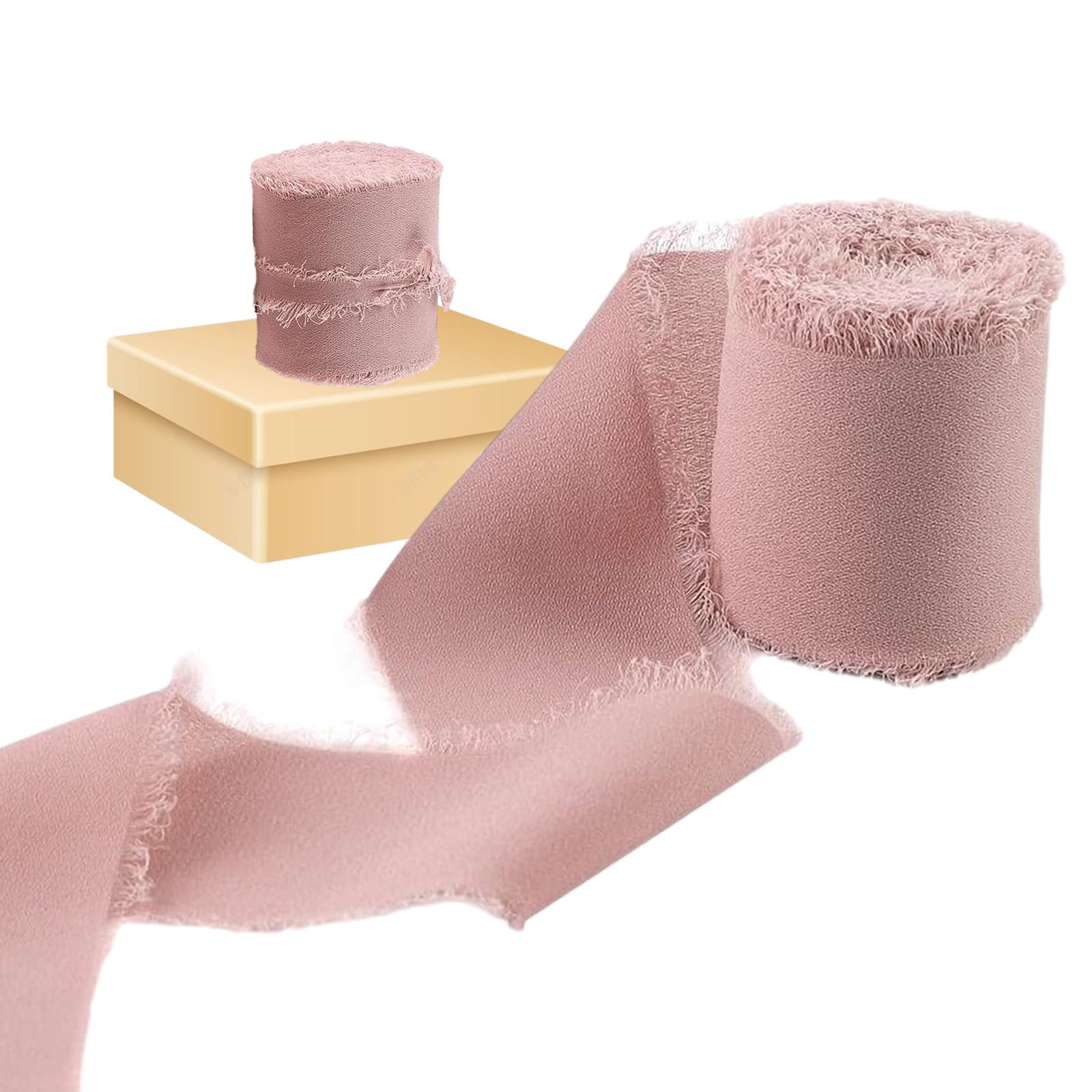 2 Rolls Chiffon Ribbon, Chiffon Ribbon Wide, Raw Ribbon Dusky Pink, Chiffon Ribbon Fringe, Gift Ribbon Chiffon, Gift Ribbon Dusky Pink Ribbon, Chiffon Ribbon Gift Ribbon, Chiffon Wrap Ribbon with Raw