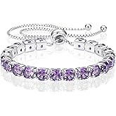 SUNFEEL Birthstone Bracelet Jewelry for Women Sterling Silver with Gold Plated Tennis Bracelet Classic Bolo Adjustable Chain Anniversary Birthday Gifts for Women Mom Wife Her