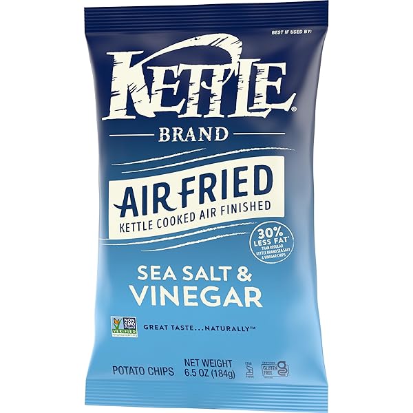 KETTLE BRAND POTATO CHIPS, AIR FRIED SEA SALT & VINEGAR KETTLE CHIPS, 6.5 OZ BAG