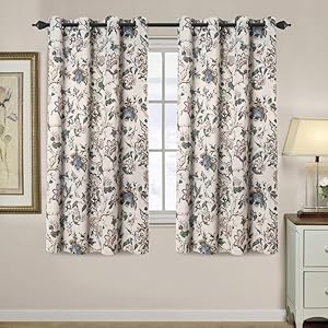 H.VERSAILTEX Room Darkening Curtains for Living Room Thermal Insulated Blackout Grommet Window Panels - 52 by 63 inch Length, 2 Panels, Traditional Floral Pattern in Sage and Brown
