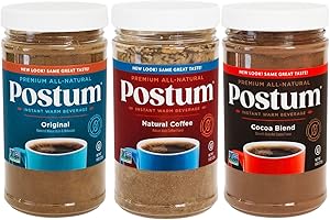Postum Variety Bundle Coffee Substitute (3x8oz) | Postum Original, Cocoa, and Natural Caffeine Free Coffee Alternative with Roasted Wheat & Molasses | Natural, Non-GMO, Vegan Coffee Replacement Drink