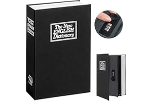 Kasten Book Safe with Combination Lock, Dictionary Diversion Safe Storage Box for Cash and Jewelry, Secret Hidden Compartment, 9.5"x 6.2"x 2.2", Black