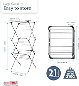 Minky Premium Sure Grip 3 Tier Airer Stainless Gunmetal Standard Size view 8