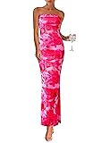 PRETTYGARDEN Womens Summer Printed Tube Maxi Dress