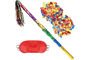 WERNNSAI Rainbow Pinata Stick with Blindfold and Confetti - 76cm Extended Large Pinata Stick Set Piñata Stuffers Fillers for 