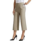 Willit Women's Capri Pants Dress Yoga Pants Wide Leg Business Casual Capris Work Slacks Stretch High Waisted 21"