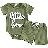 Brvxia Baby Boy Summer Clothes Little Brother Newborn Outfit Short Sleeve Romper Casual Shorts Set 0 3 6 12 Months