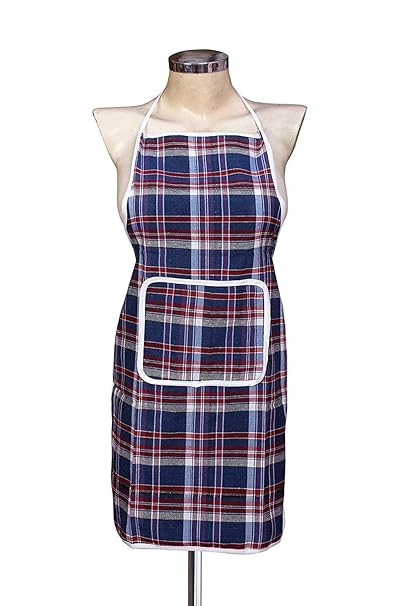 Fashion Hub Waterproofs Free Size Kitchen Apron with Front Pockets in Red (Pack of 1)