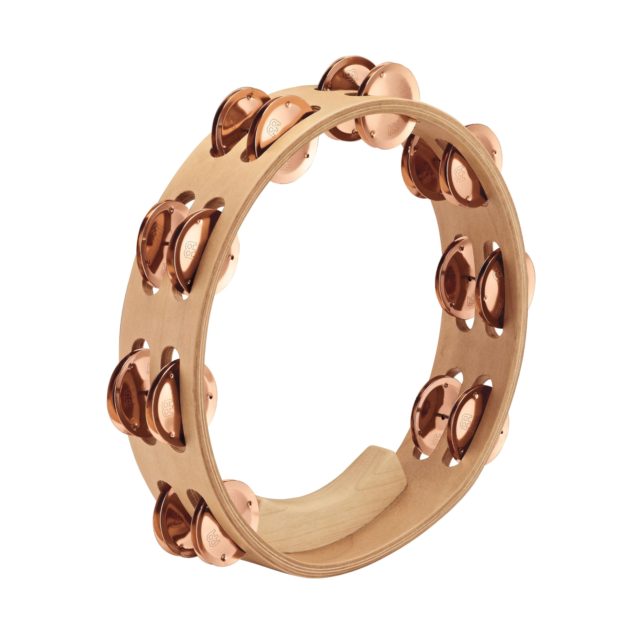 Meinl Percussion Artisan Wood Tambourine - 2-Row Tambourine - 10-inch Diameter - Maple / Bronze, Natural (AE-MTA2BO)