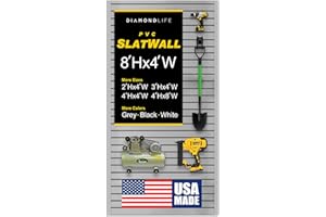 DLDIRECT 96" X 48" - Grey Slatwall Panel Garage Organizer: Heavy Duty Wall Mounted PVC Rack, Interlocking Slat Paneling for Garage Storage, Slotwall Board, Shelves System