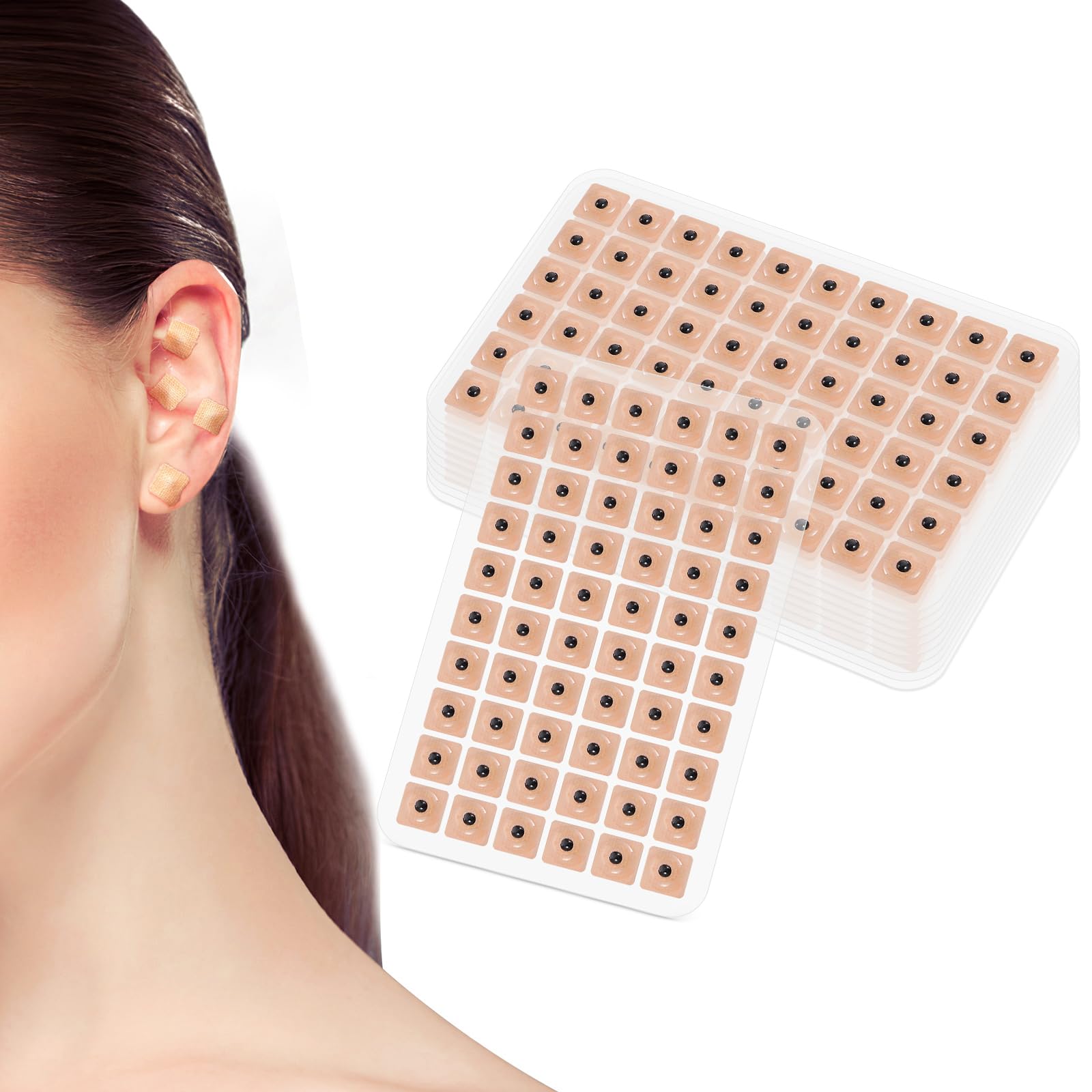 ROSENICE 600 Count Acupuncture Ear Seeds Disposable Ear Press Seeds Multi-Condition Acupressure Kit (10 Sheets)