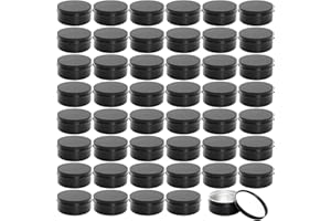 Foraineam 48 Pack 4 oz Metal Round Tins with Screw Lid, Black Aluminium Empty Candle Tins Storage Tin Jars, Cosmetic Sample Containers Travel Tin Cans for Salve, Cream, Spices or Candles