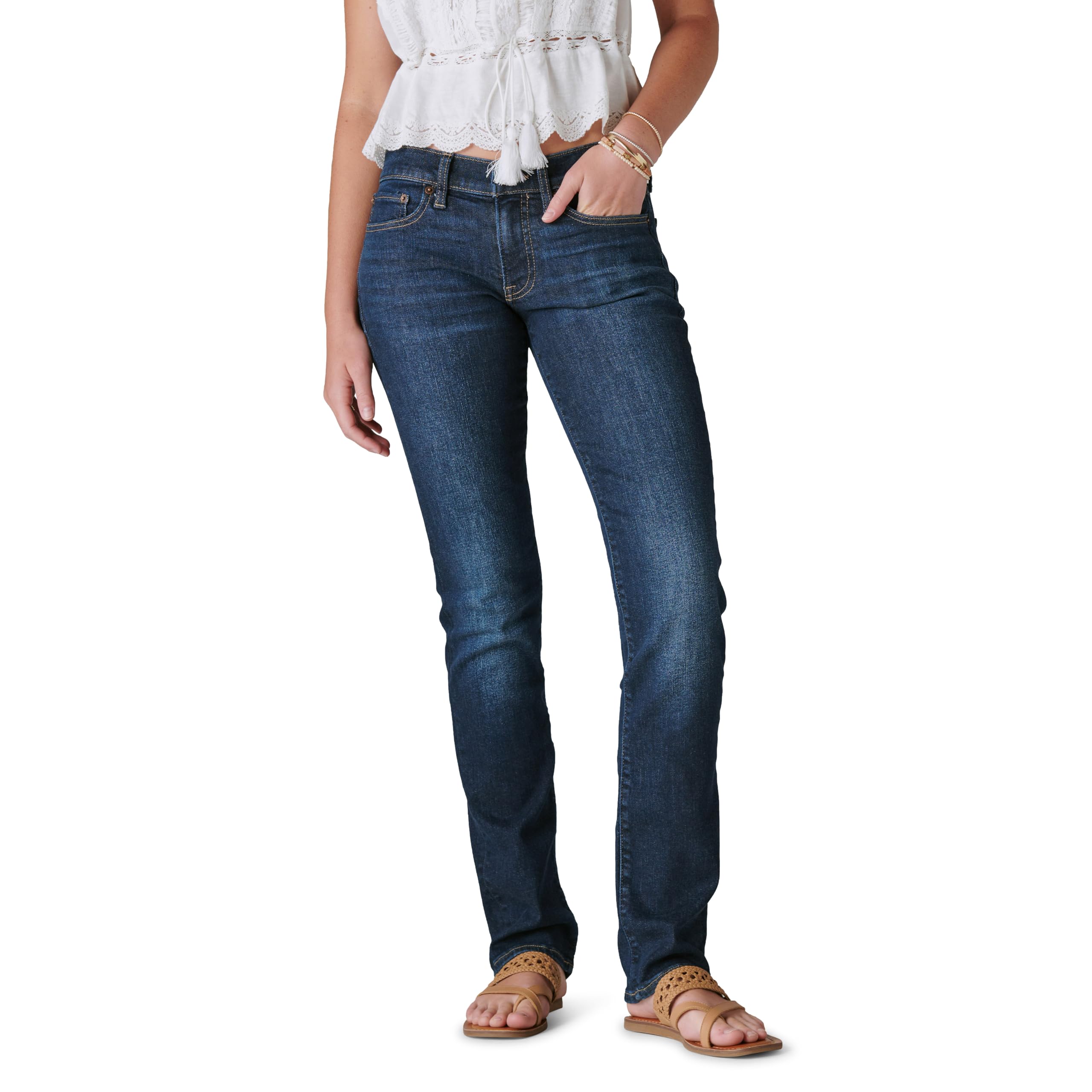 Lucky Brand womens Mid Rise Sweet Straight Jean, Twilight Blue, 27W x 31L US