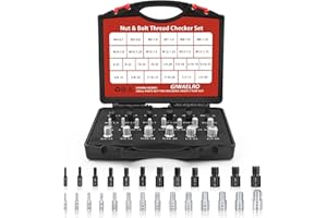 Giwaelro Nut and Bolt Thread Checker - 26 PCS Nut and Bolt Gauges Individually Storaged in Case (12 Metric & 14 Inch) Specially Suitable for Size Check on Tricky and Narrow Area