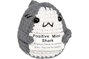 Krinisou Positive Animals Shark Gifts, Crochet Birthday Gift for Shark Lovers Women Men, Emotional Inspirational Motivational Encouragement Valentines Present Gift Grey