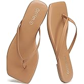 Gorfen Flip Flops for Women Comfortable Square Toe Casual Beach Sandals Summer Outdoor and Everyday Wear