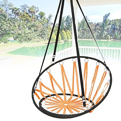 Tradico Handmade Knitted Round Hammock Outdoor Indoor Dormitory Bedroom Children Swing Bed Decor
