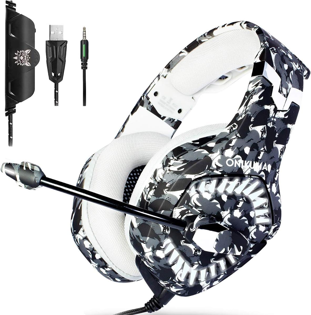 ONIKUMA Gaming Headset Xbox One Headset with Microphone, 7.1 Stereo Surround Sound, Noise Canceling Mic & Soft Memory Earmuffs, PS4 Headset Over-Ear Headphone for Xbox One PC Laptop PS4 PS5