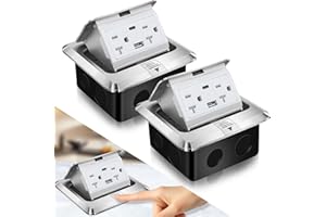 2 Pack Pop up Floor Outlet Floor Kit Waterproof Electrical Outlet Cover Box with 4.8A USB A & Type C Charge and 20 Amp Tamper